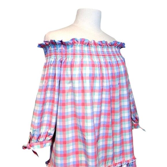 EUC KATE SPADE NEW YORK Plaid Print Midi Length Off the Shoulder Tent Dress - Picture 4 of 15